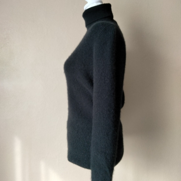State Cashmere 100% Cashmere Black Ribbed Long sleeve Turtleneck Sweater - Picture 4 of 11